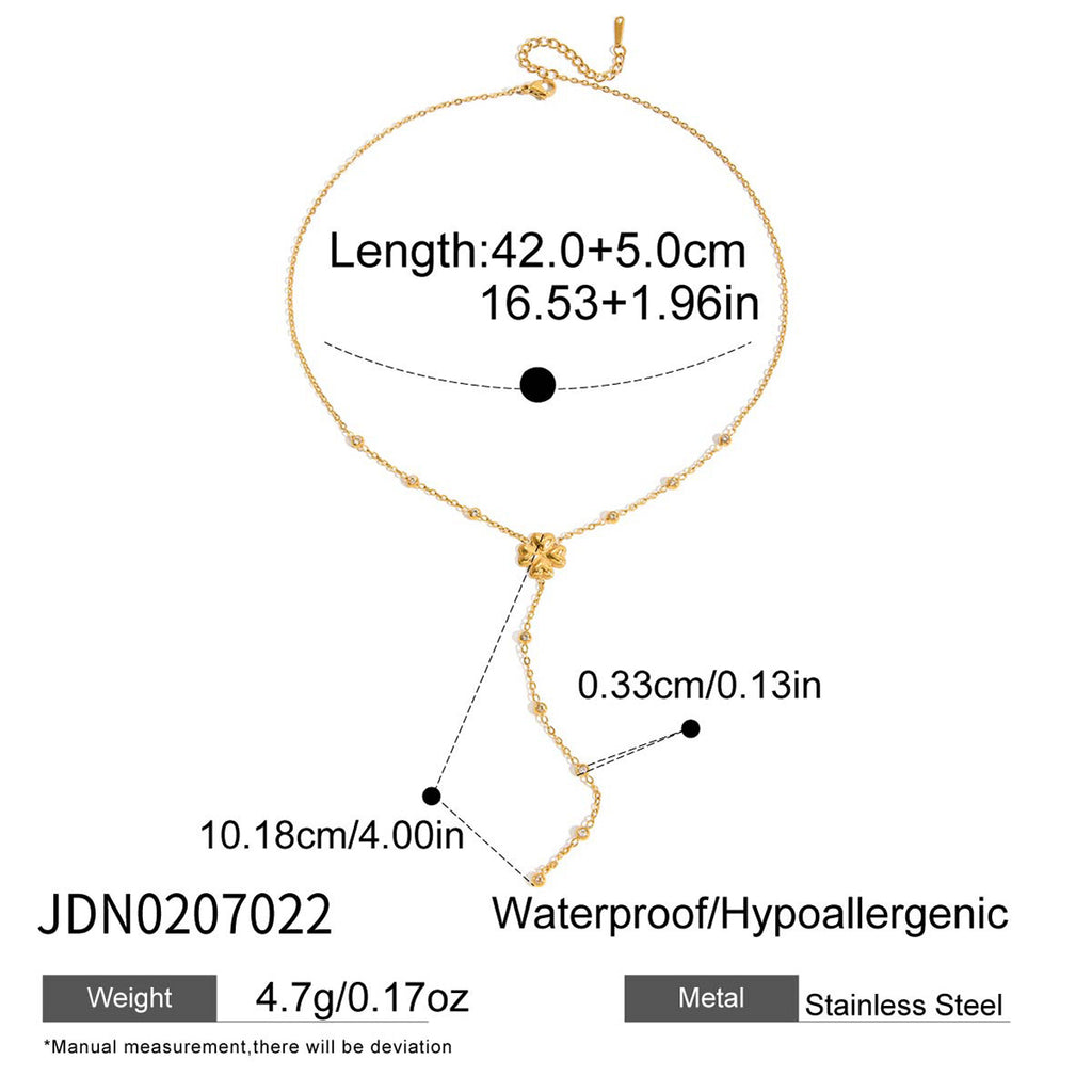 Stainless Steel Zircon y Long Chain Necklace Jewelry for Women Autumn Winter Sweater Chain