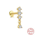 Dragonfly Zircon 16G 925 Sterling Silver Cartilage Stud — fastening detail — alternate angle 2 — jewelry finish and design detail
