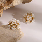 2H Stainless Steel Zircon Flower Earrings Non-Fading Earrings Ear Jewelry earrings