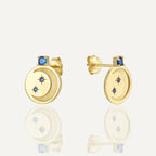 SE0249 Fashion Round Disc Star and Moon Earrings Simple Retro Earrings