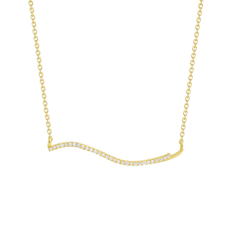 S925 Silver Gold Curve Necklace Two Tone Everyday Pendant