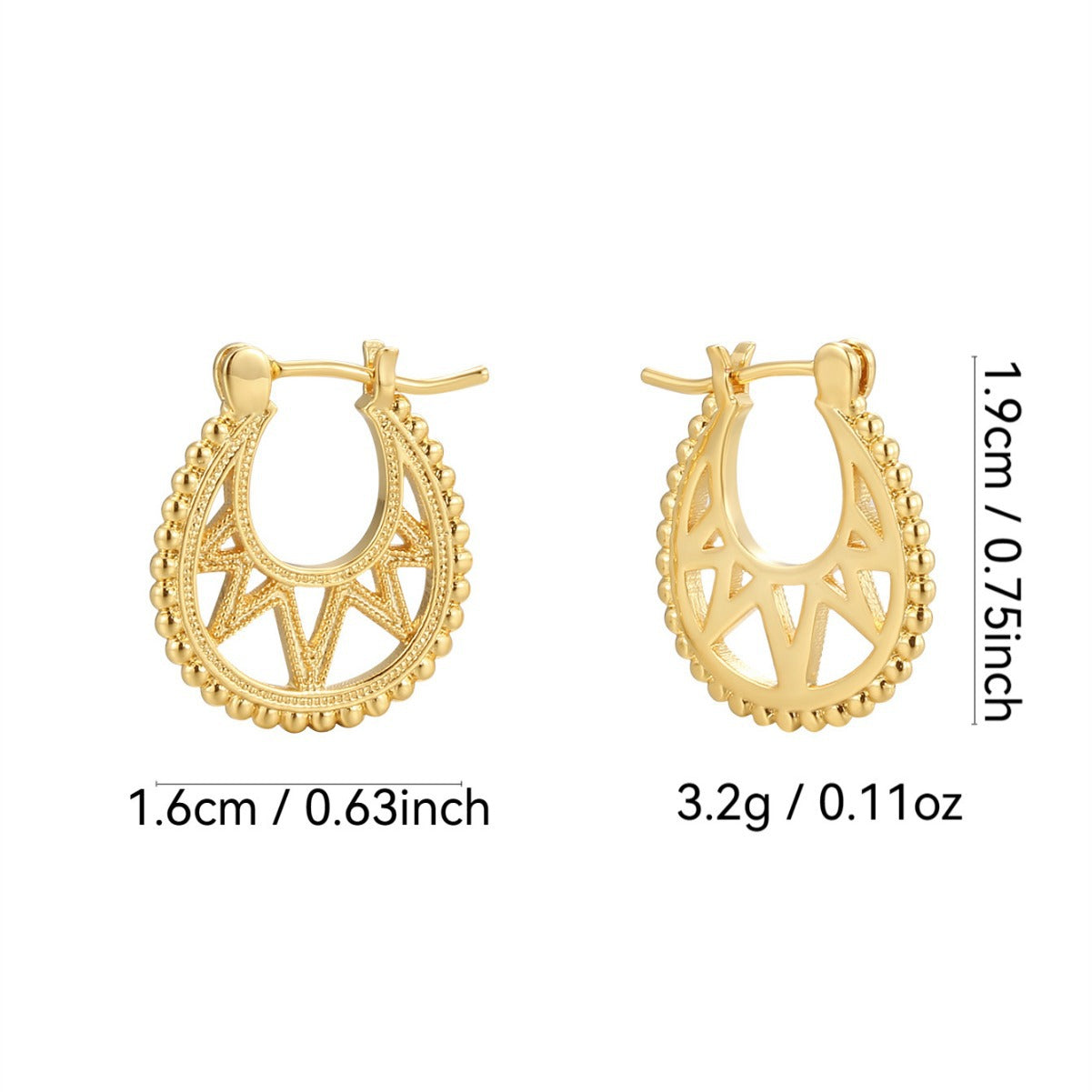 CYE0057 Metal Gear Texture Copper Earrings Exaggerated Design Studs