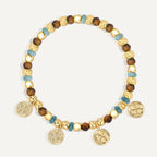 B0279 Round Beaded Bohemian Vintage Chalcedony Tiger Eye Stone Bracelet Trendy