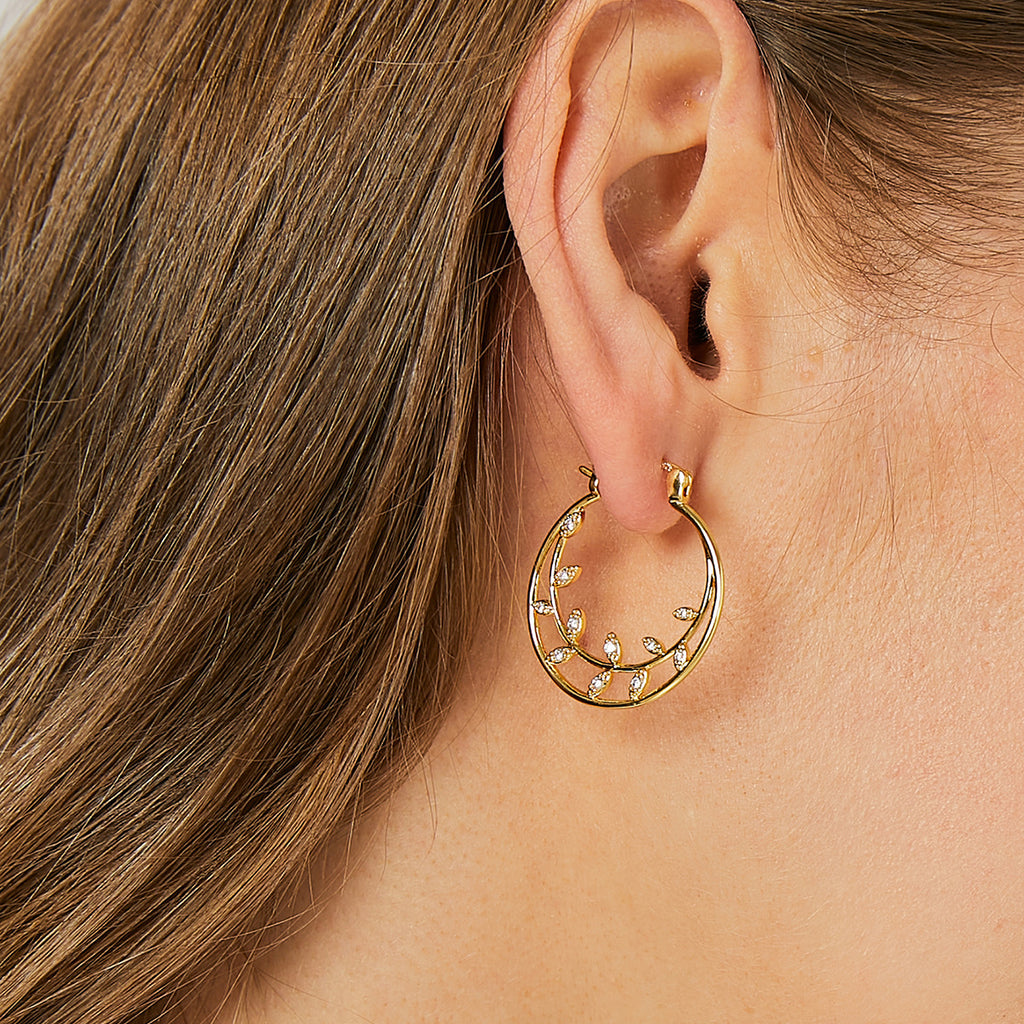 E0349 Fashion Double Circle Earrings Glossy HOOP gold Leaf Large Circle Hoop Earrings for Women
