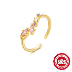 S925Sterling Silver Ring Micro Pave Colored Diamond Ring New Double Layer Design Sense Strong Open Ring