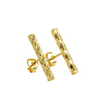 Brass Plated18K Real Gold Vertical Striped Minimalist Fashion Line Stud Earrings
