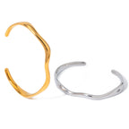 18k Gold Stainless Steel Fine Wave Open Bracelet Minimalist Fashion Bracelet for Women