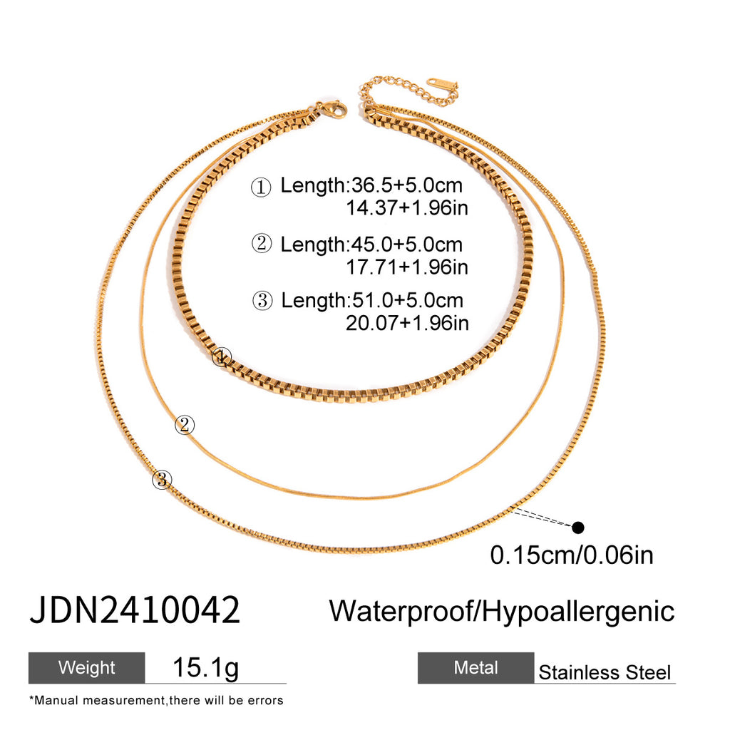 Three-layer Stacked Necklace Accessories for Women Collarbone Chain Stainless Steel Jewelry