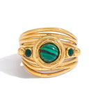 2H Malachite Ring Non-Fading Stainless Steel Jewelry for Women rings
