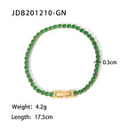 18K Gold Stainless Steel Inlaid Green Zircon Women's Fashion Versatile Ring