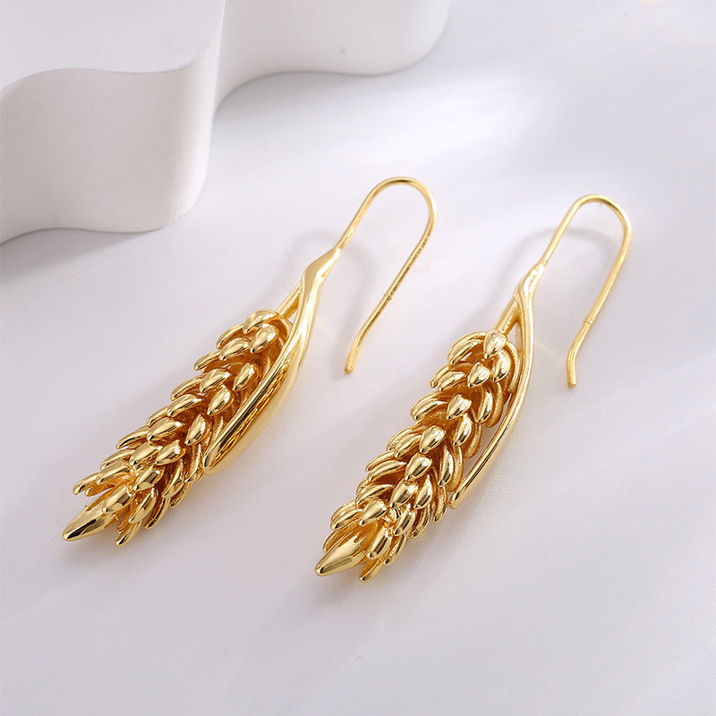 E0704 Creative Bohemian Elegant Versatile Wheat Ear Hook Women's Personality Fashion Design Earrings