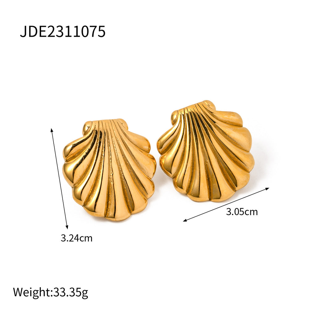 2H2025Summer Ocean Series Stainless Steel Earrings Shell Earrings Earrings for Women
