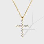N0248 Fashion Plated18K Gold Cross Zircon Pendant Necklace for Women Versatile Necklace