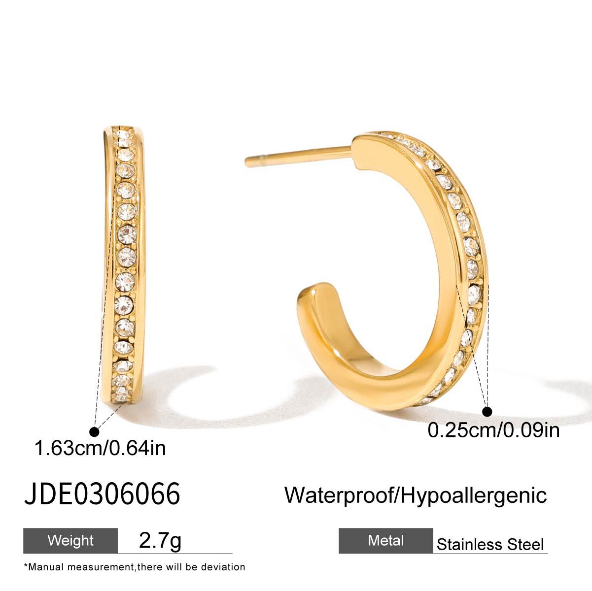 2H Earrings Hoops Non-Fading Ear Clips18k Stainless Steel Ear Jewelry