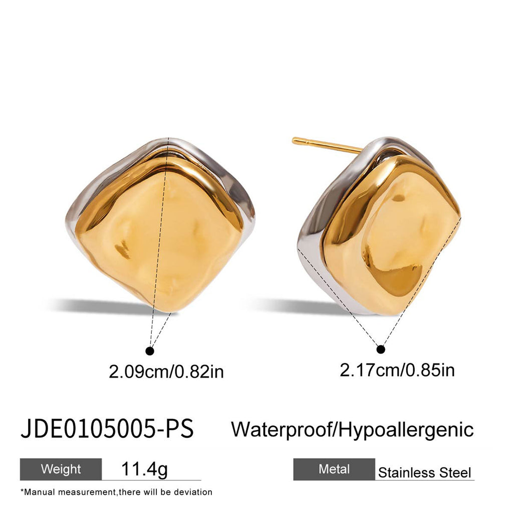 Stainless Steel Color Block Flower Stud Earrings Non-Fading Ear Jewelry