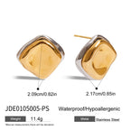 Stainless Steel Color Block Flower Stud Earrings Non-Fading Ear Jewelry