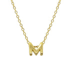 Sterling Silver 26 Letter Pendant Necklace Polished Collarbone Chain