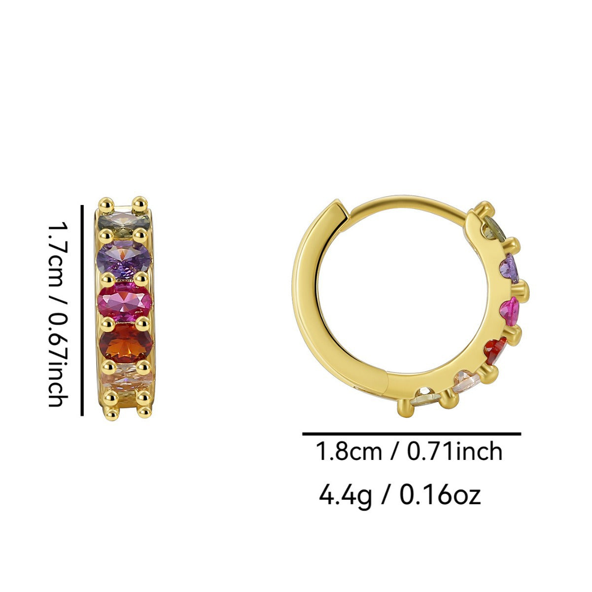 E0597 Fashion Asymmetric Earrings for Women Gear Outline Multicolor Zircon Hoop Earrings