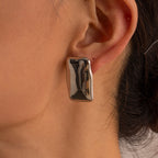 Minimalist Retro New Style18K Gold Rectangular Earrings for Women Trendy Minimalist Studs