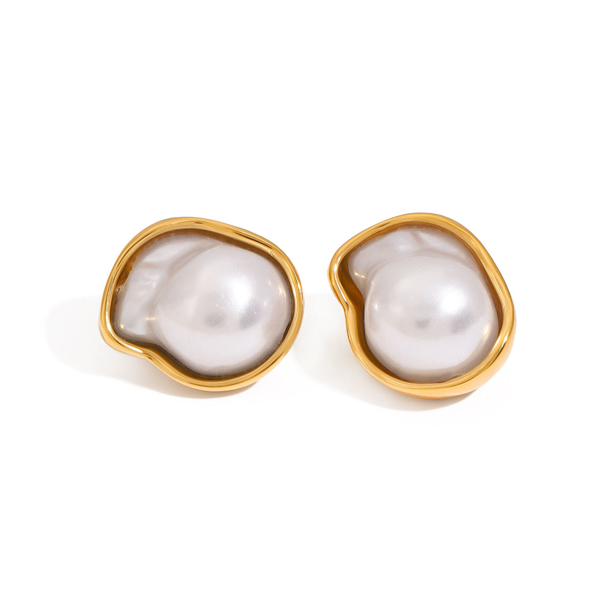 2H Stainless Steel Pearl Ring Design Earrings Stud Earrings