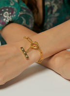 B0081 Star Bracelet Women's Metal Loop Chain Hollow Design OT Chain Link Round Buckle Accessories