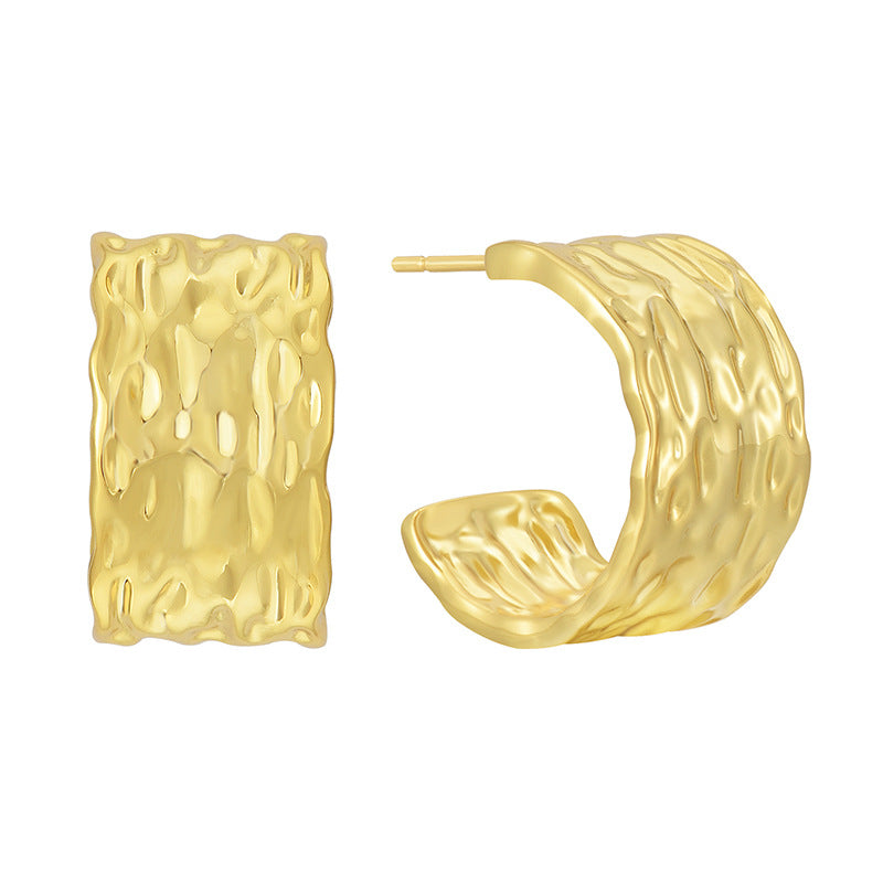 E0649 Fashion Exaggerated Design Earrings for Women with Irregular Concave Design C Font Style Earrings