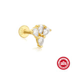 925Sterling Silver Tassel Water Drop Zircon Cartilage Piercing Flat Spiral Piercing Earrings Hot Selling Ear Bone Studs