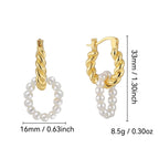 E0696 Fashion Baroque Vintage Earrings for Women Brass Gold-Plated Braided Pattern Shell Pearl Earrings