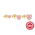 Heart Crystal 925 Sterling Silver Earring Set — surface finish close-up — alternate angle 2 — jewelry finish and design detail