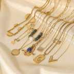 French New Retro Style14K Gold Stainless Steel Necklace Women's Jewelry Fashion Personality Pendant Necklace