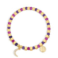 Gold-Plated Brass Moon Beaded CZ Bracelet styled for independent jewelry boutiques