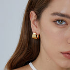 E0485 Modern simple design earrings for women in brass with gold plating C Type Earrings