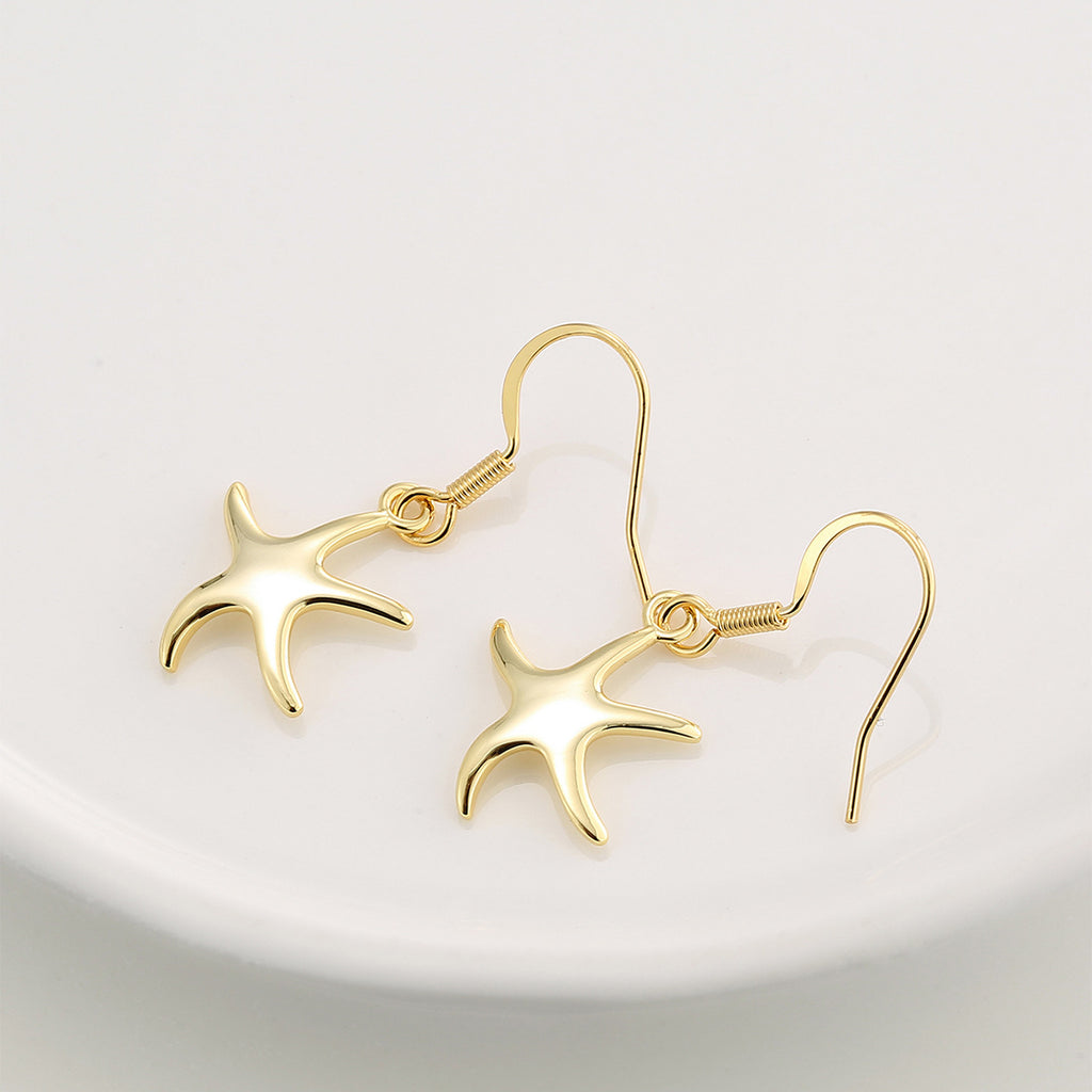E0757 Summer Vacation Style Starfish Ear Hooks Women's Fashion Five-Pointed Star Earrings