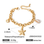 Zircon Starfish Bracelet Stainless Steel Jewelry for Women Non-Fading Jewelry
