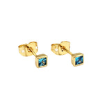 E0032 Simple Geometric Square Zircon Earrings for Women Gold-Plated Ear Studs925Silver Needle Jewelry
