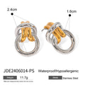 Gold-Plated Stainless Steel Hoop Earrings with Enamel Detail — product styling — jewelry finish and design detail