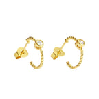 Elegant Minimalist Style Small Threaded Diamond-Encrusted Earrings for Women, Braided Design Round Twist Rope Stud Earrings