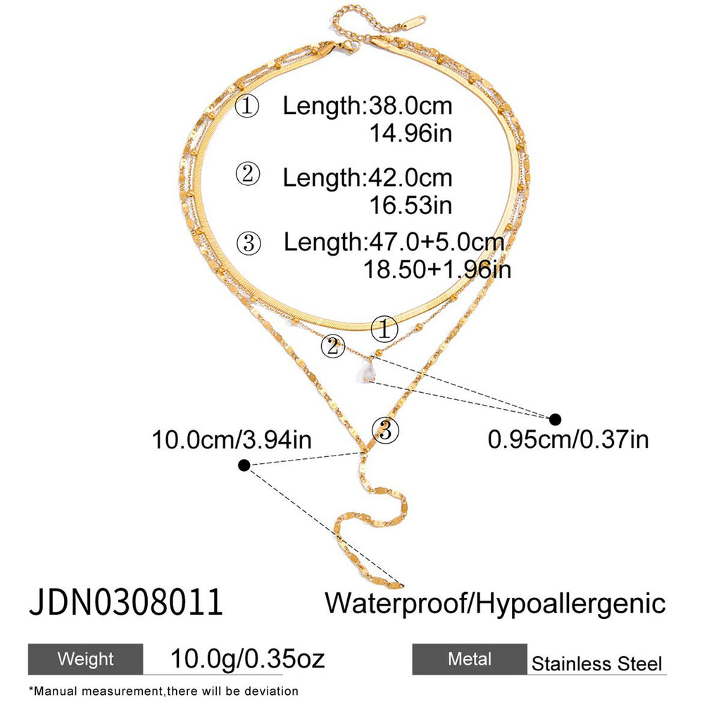 Stainless Steel Zircon y Long Chain Necklace Jewelry for Women Autumn Winter Sweater Chain