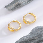SE0040 S925Silver Hollow Zirconia Simple Earrings for Women Plated14K Gold Design Sense Earrings