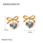 2H French Elegant Fashion Style18K Gold Stainless Steel Love Heart Pendant Earrings Women's Ear Jewelry Accessories