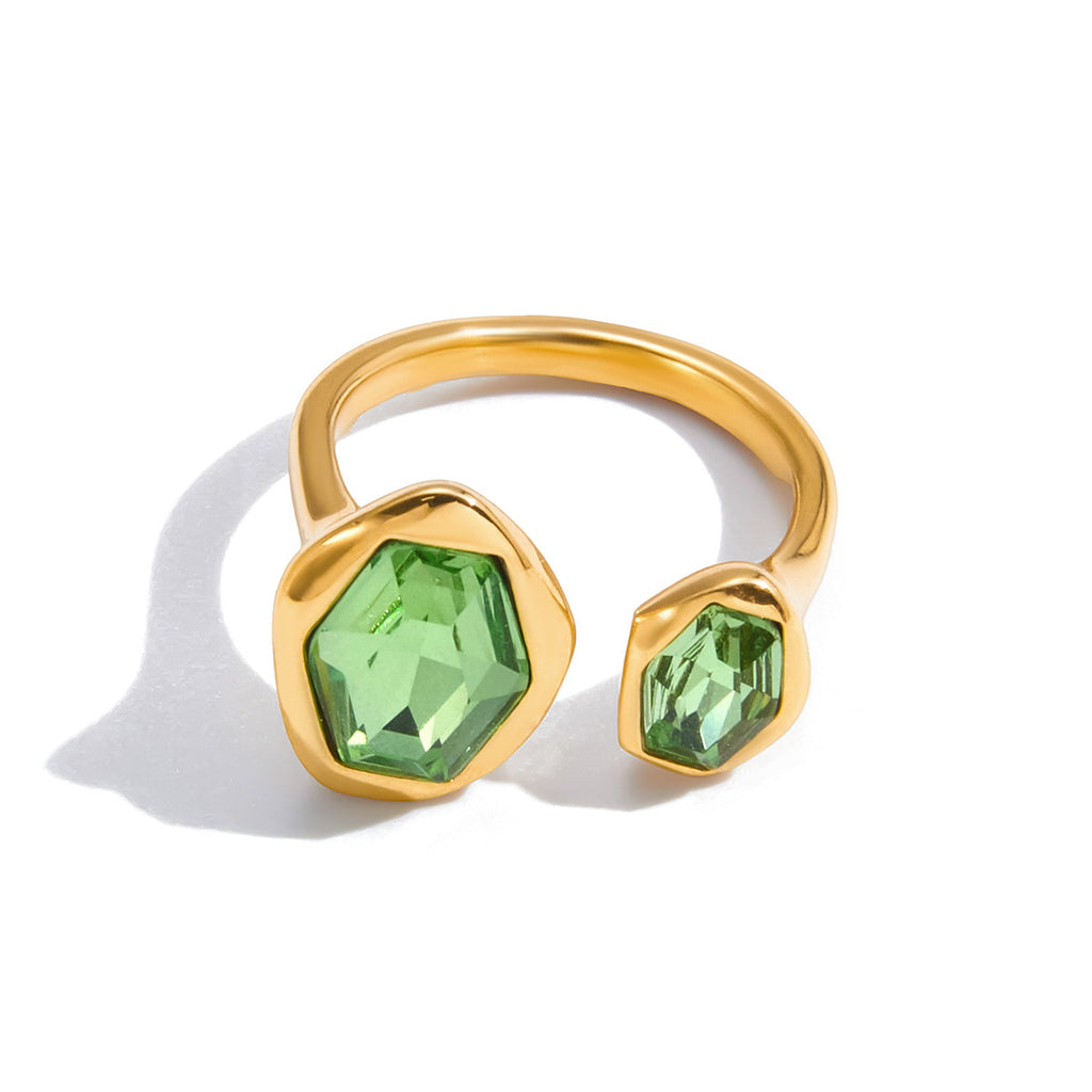 Green Zircon Ring Non-Fading Stainless Steel Jewelry for Women ring