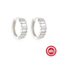 925 Sterling Silver Silver cubic-zirconia-set Small Round Geometric Hoop Earrings — jewelry product photo 09 — jewelry finish and design detail