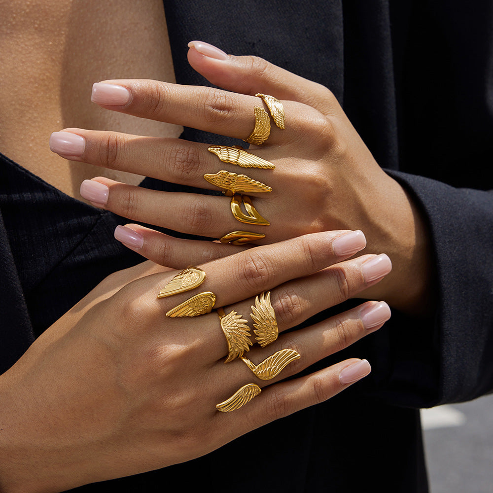 Wing Ring Non-Fading Jewelry Stainless Steel Accessories for Women Ring