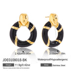 2H Oil Drop Door Handle Earrings Non-Fading Ear Studs Stainless Steel Jewelry