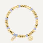 B0269 Fishbone Triangle Inlaid Zircon Chalcedony Beaded Elegant Trendy Bohemian Bracelet