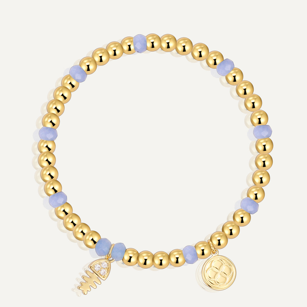 B0269 Fishbone Triangle Inlaid Zircon Chalcedony Beaded Elegant Trendy Bohemian Bracelet