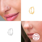 S925Sterling Silver Body Piercing Cartilage Jewelry Hot-Selling Double Ring Nose Ring Micro-Inlaid Ear Clip Earrings Ear Accessories