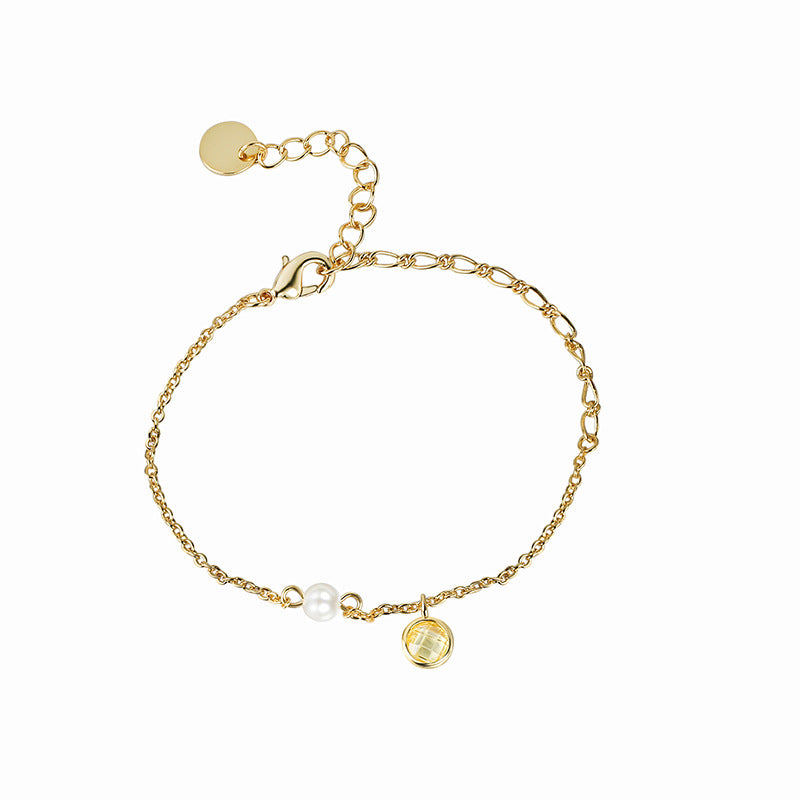 B0091 Factory Direct Jewelry gold Zircon Bracelet for Women Simple Style Copper Gold Plated Pearl Accessories
