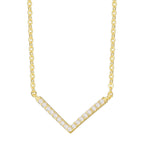 S925 Sterling Silver V Zircon Letter Necklace