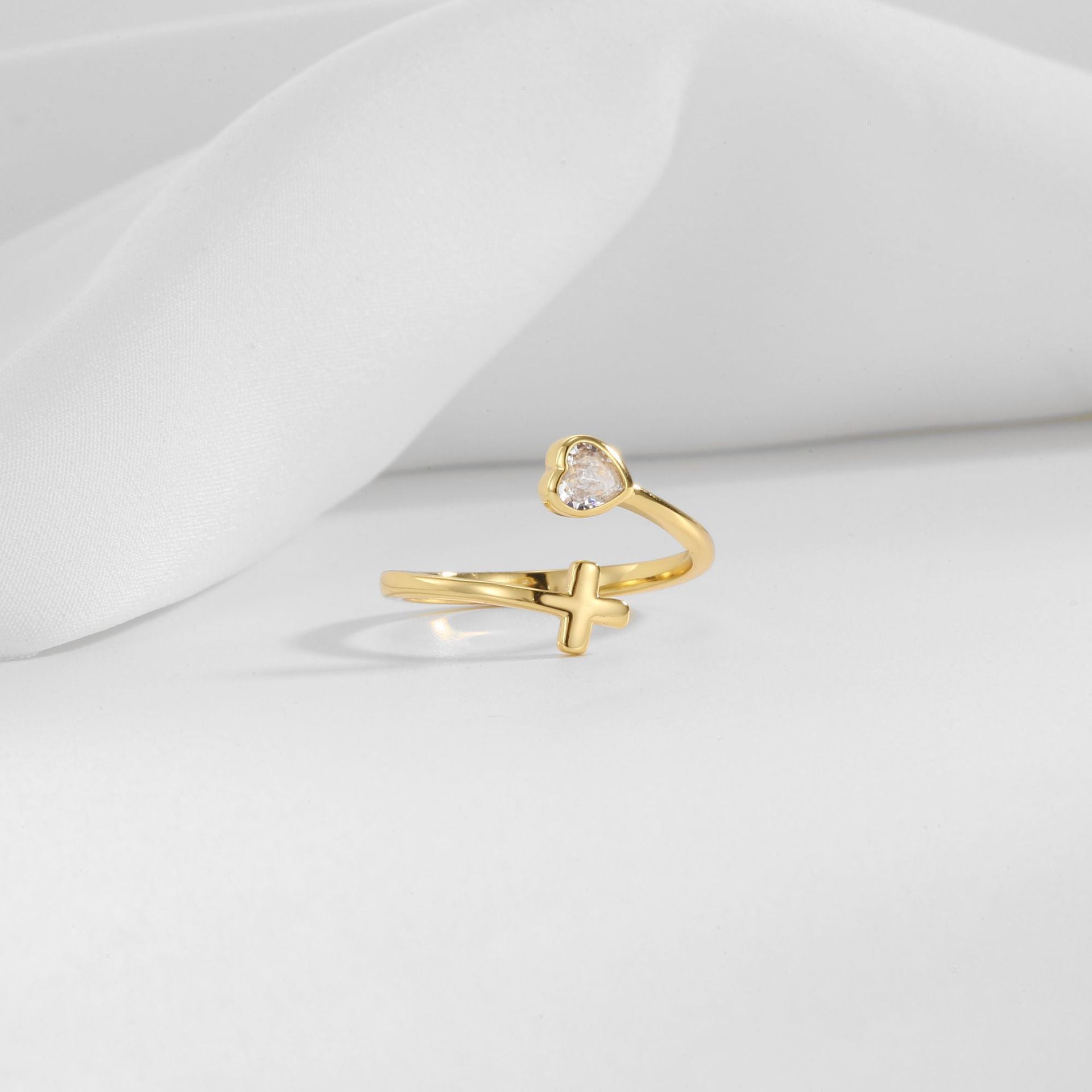 R0639 Hot-Selling Jewelry Korean Style One Arrow Through the Heart Open Copper Plated18K Adjustable Couple Rings